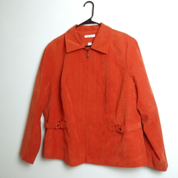 Dressbarn Season Jacket Women's Size 20W Faux Suede Rust Orange - Picture 5 of 16